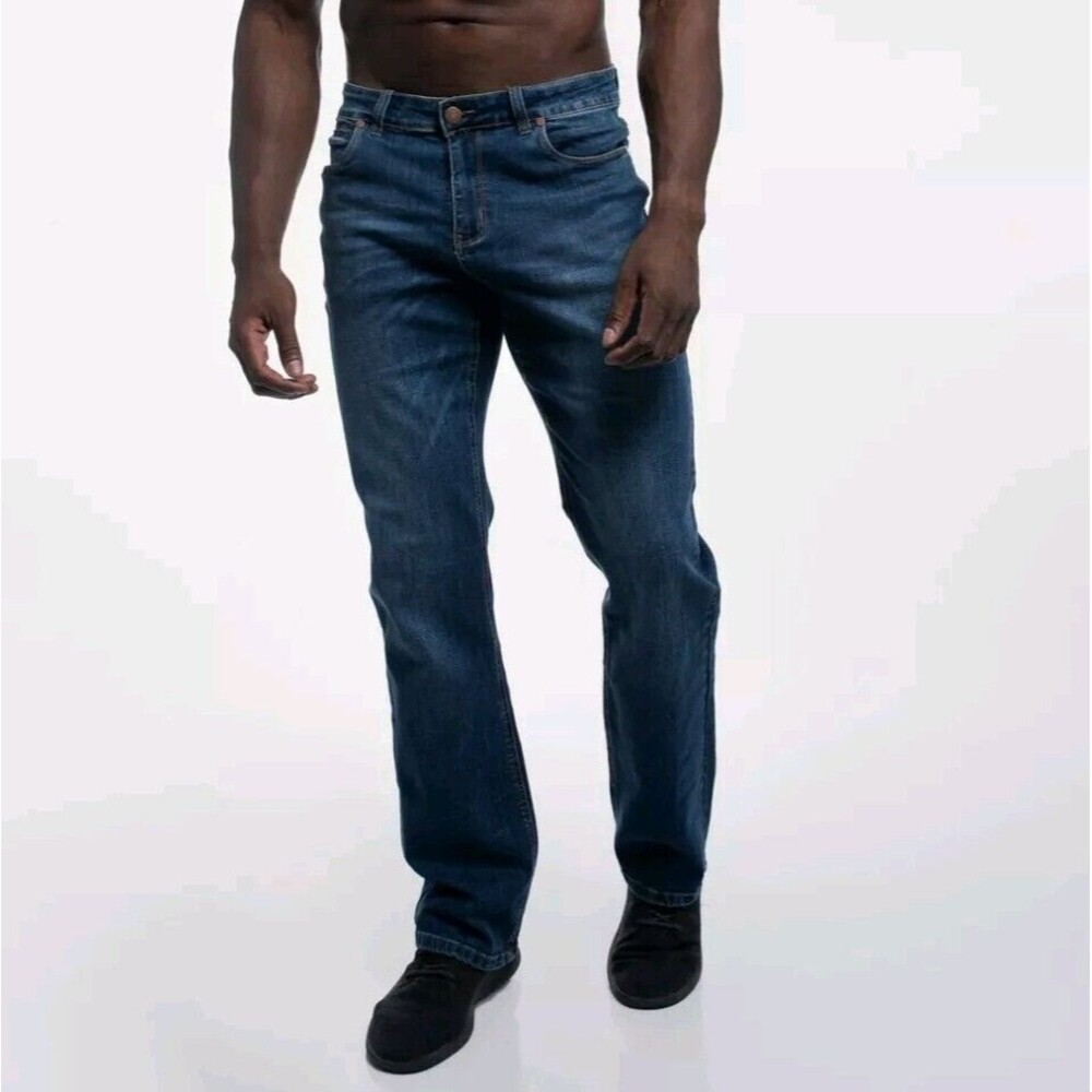 Barbell Relaxed Athletic Fit Denim Jeans 32x32 Mens Medium Distrissed Blue New